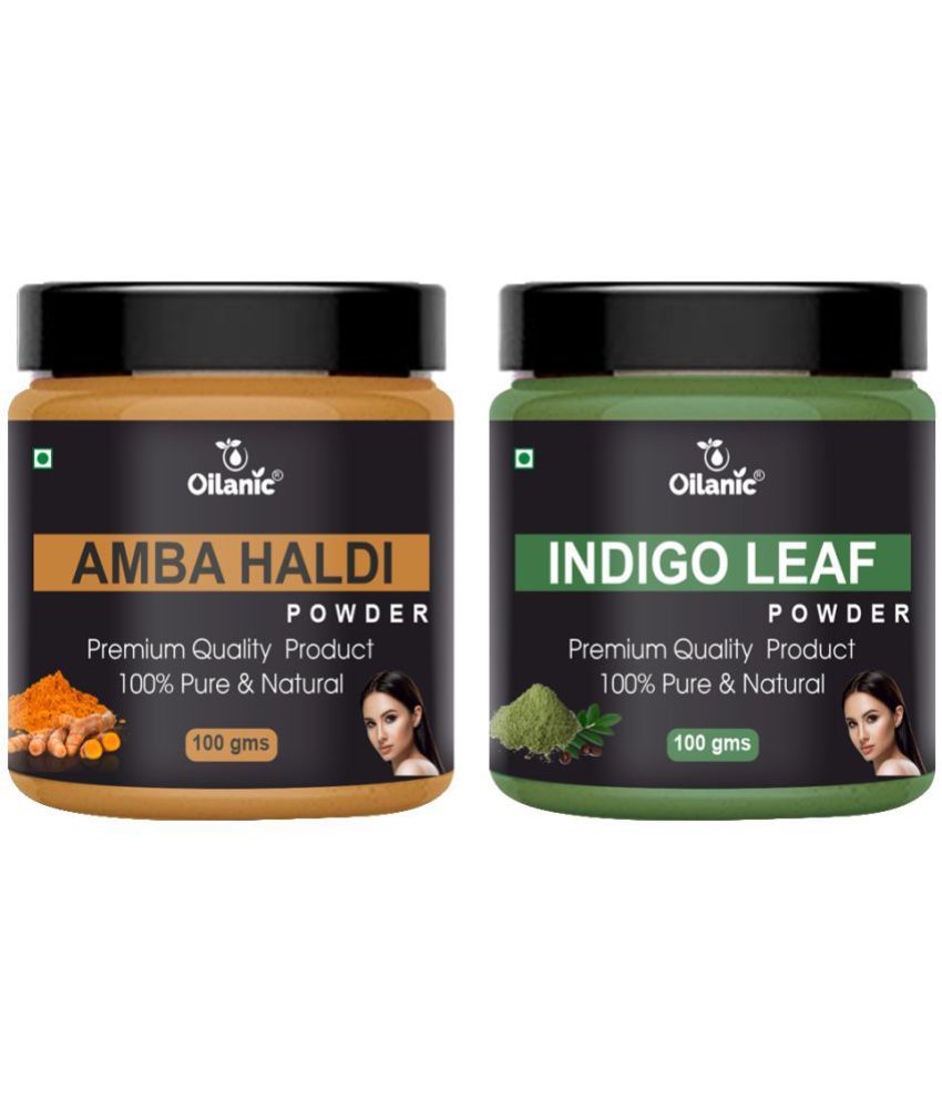     			Oilanic 100% Pure Amba Haldi Powder & Indigo Powder For Skincare Hair Mask 200 g Pack of 2