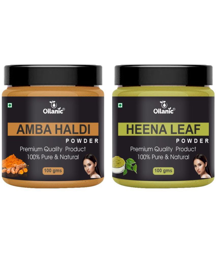     			Oilanic 100% Pure Amba Haldi Powder & Heena Leaf Powder For Skin Hair Mask 200 g Pack of 2