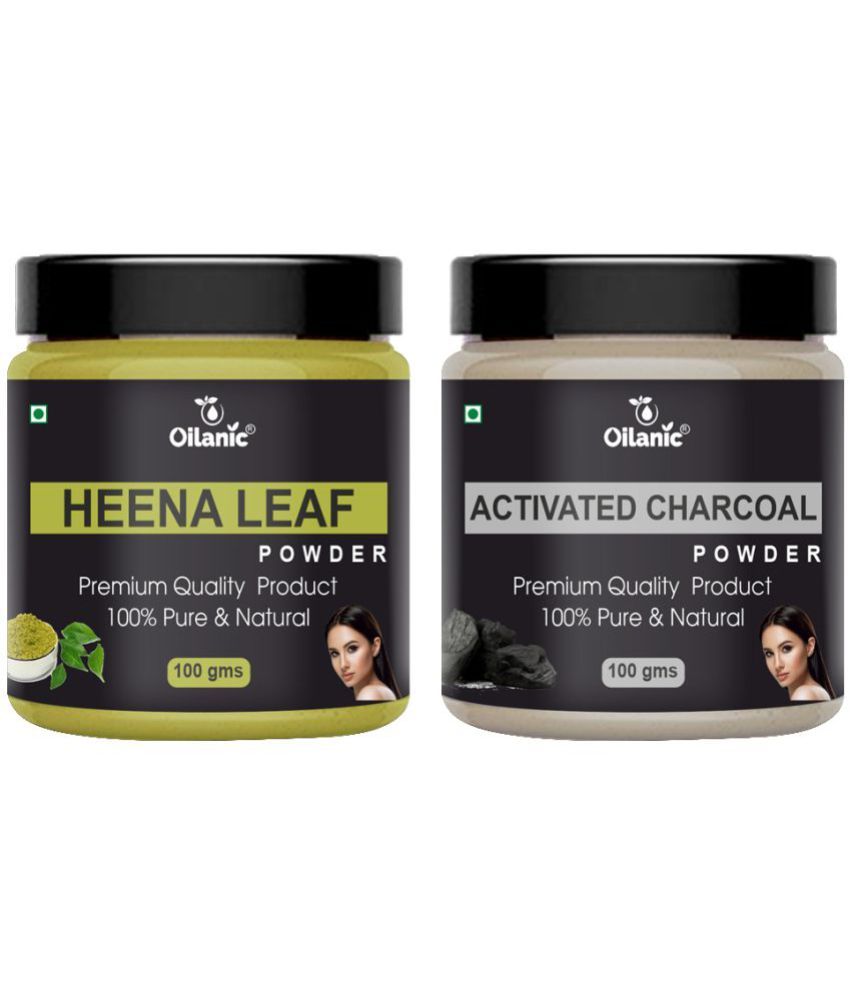     			Oilanic 100% Pure Heena Leaf Powder & ActivatedCharcoalPowder-Skin Hair Mask 200 g Pack of 2