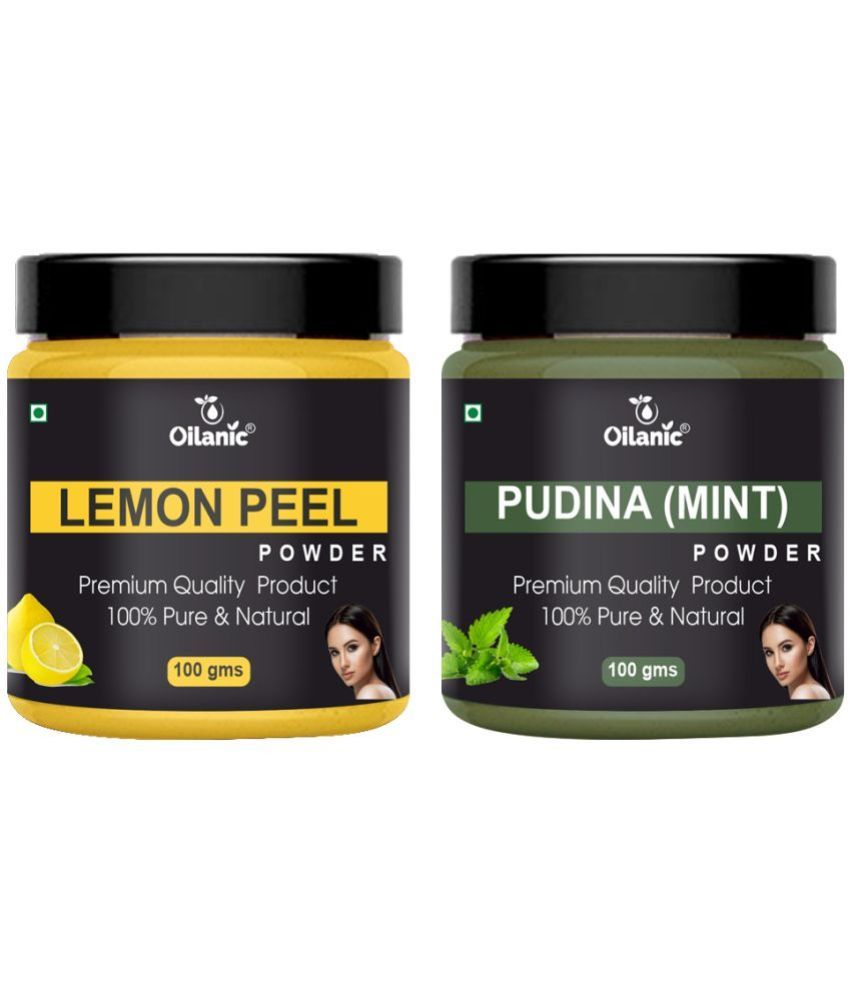     			Oilanic 100% Pure Lemon Peel Powder & Pudina Powder For Skincare Hair Mask 200 g Pack of 2