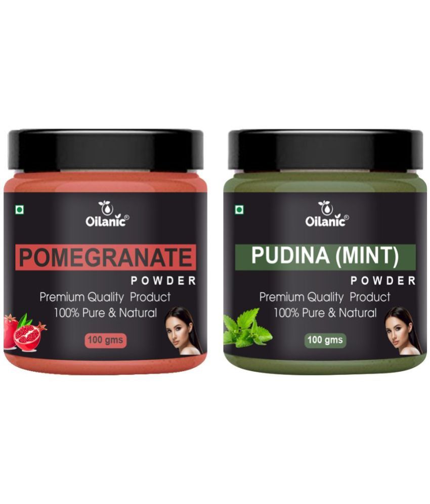     			Oilanic 100% Pure Pomegranate Powder & Pudina Powder For Skincare Hair Mask 200 g Pack of 2