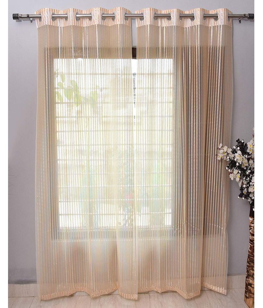     			Panipat Textile Hub Others Semi-Transparent Eyelet Window Curtain 5 ft Pack of 2 -Cream