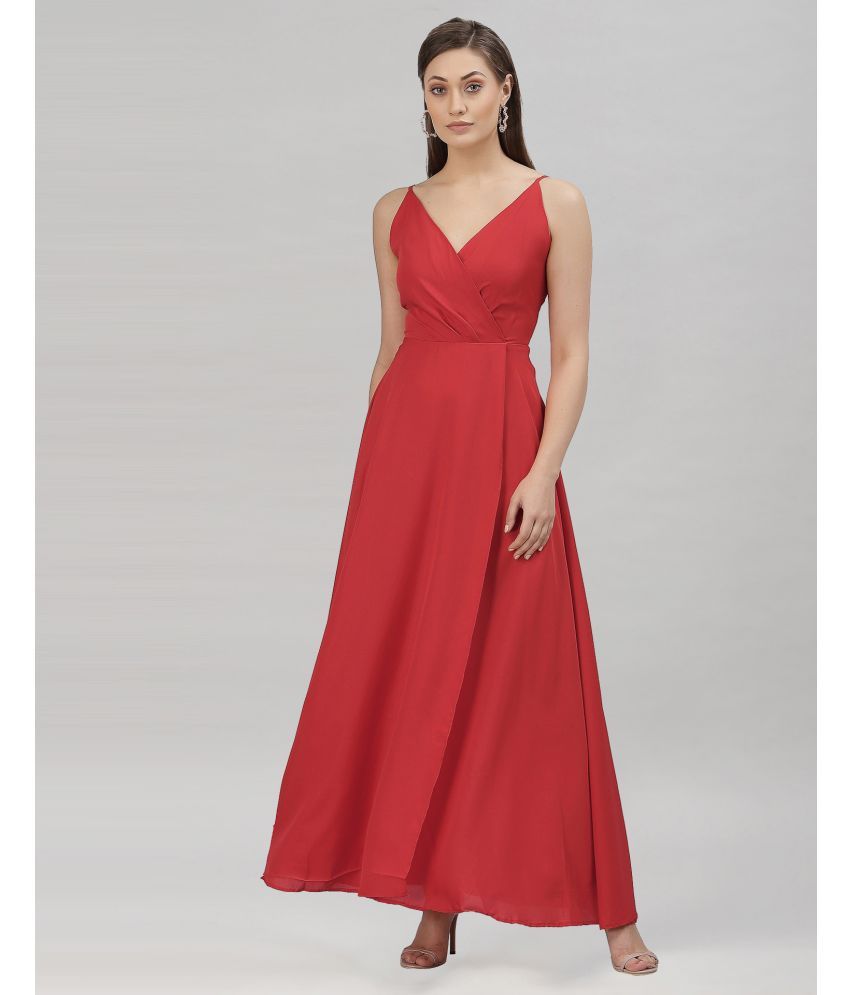     			Selvia Crepe Red A- line Dress -