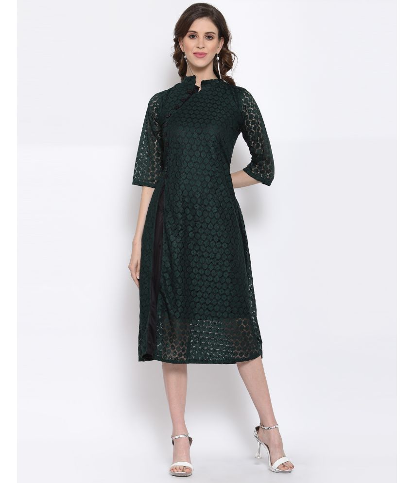     			Selvia Net Green A- line Dress -