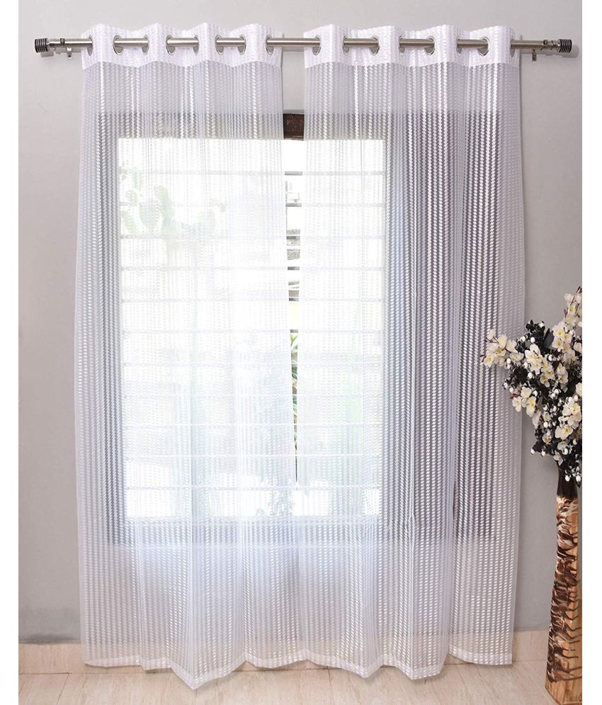     			Tanishka Fabs Others Semi-Transparent Eyelet Window Curtain 5 ft Pack of 2 -White