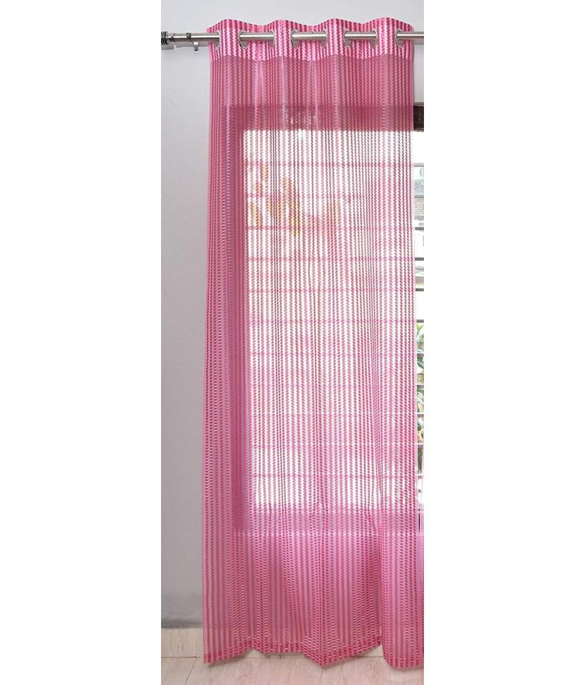     			Tanishka Fabs Others Semi-Transparent Eyelet Window Curtain 5 ft Single -Pink