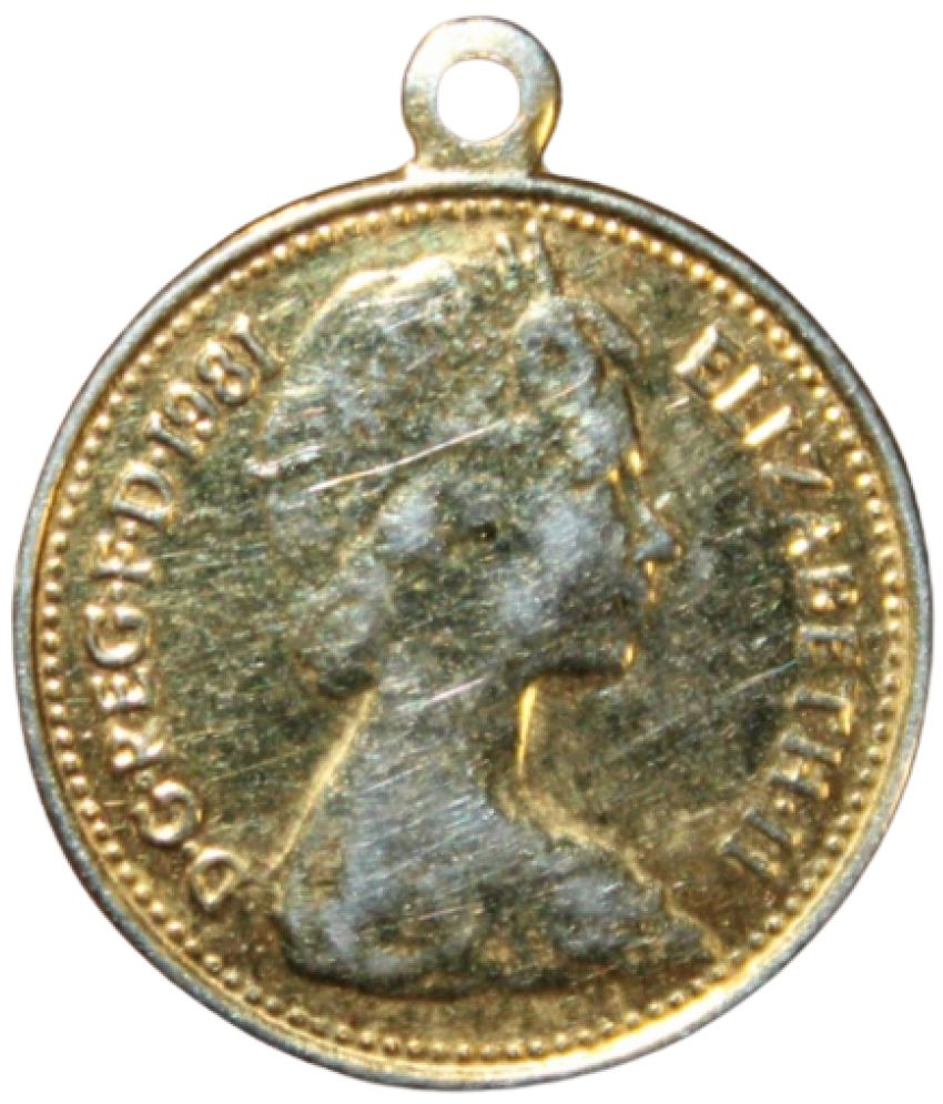     			(1981) Elizabeth II D.G.REG.F.D. Gold Plated Small Coin Pendant