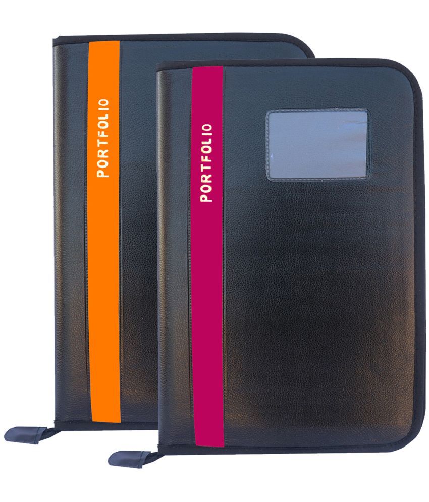     			KOPILA PORTFOLIO File Folder,Faux Leather  Professional Look, 20 leafs,Certificate, Documents Holder FS/A4 Size (Set Of 2, Orange & Cherry)