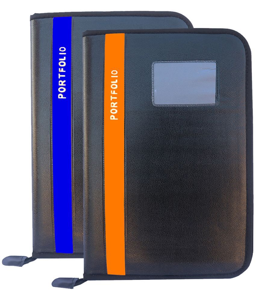     			Kopila PU 20 Leafs A4/FS Size File & Folder/Executive/ZIP File/Document Excutive Zipper Bag Set of 2 Blue & Brown