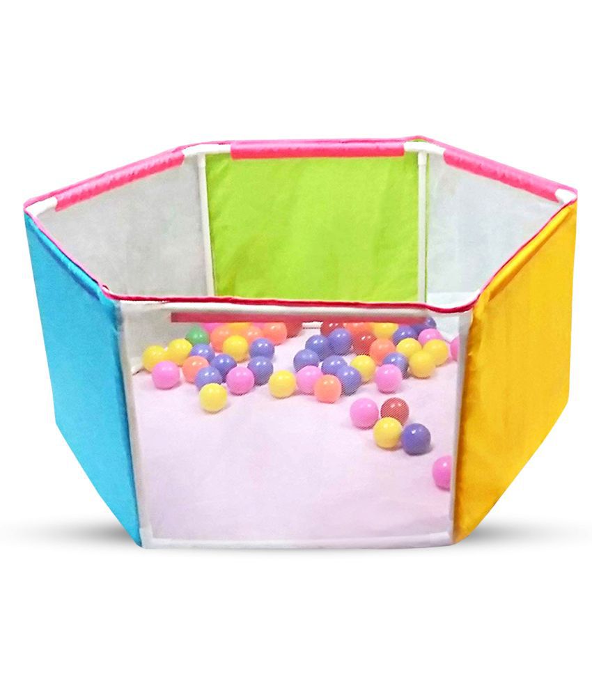 NHR Wall Hexagon Ball Pool Play Tent for Kids with Colorful Balls (6 Side Wall Pool with 50 Ball)