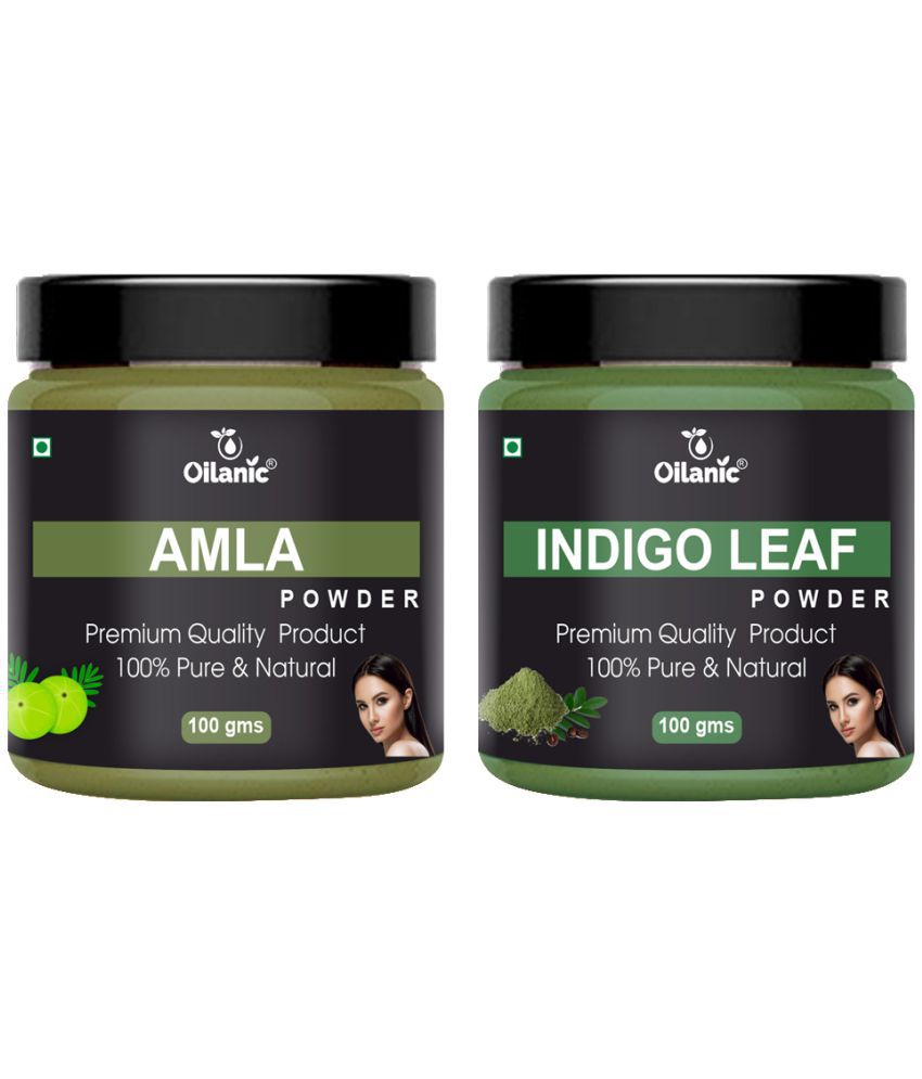     			Oilanic 100% Pure Amla Powder & Indigo Leaf Powder For Skin Hair Mask 200 g Pack of 2