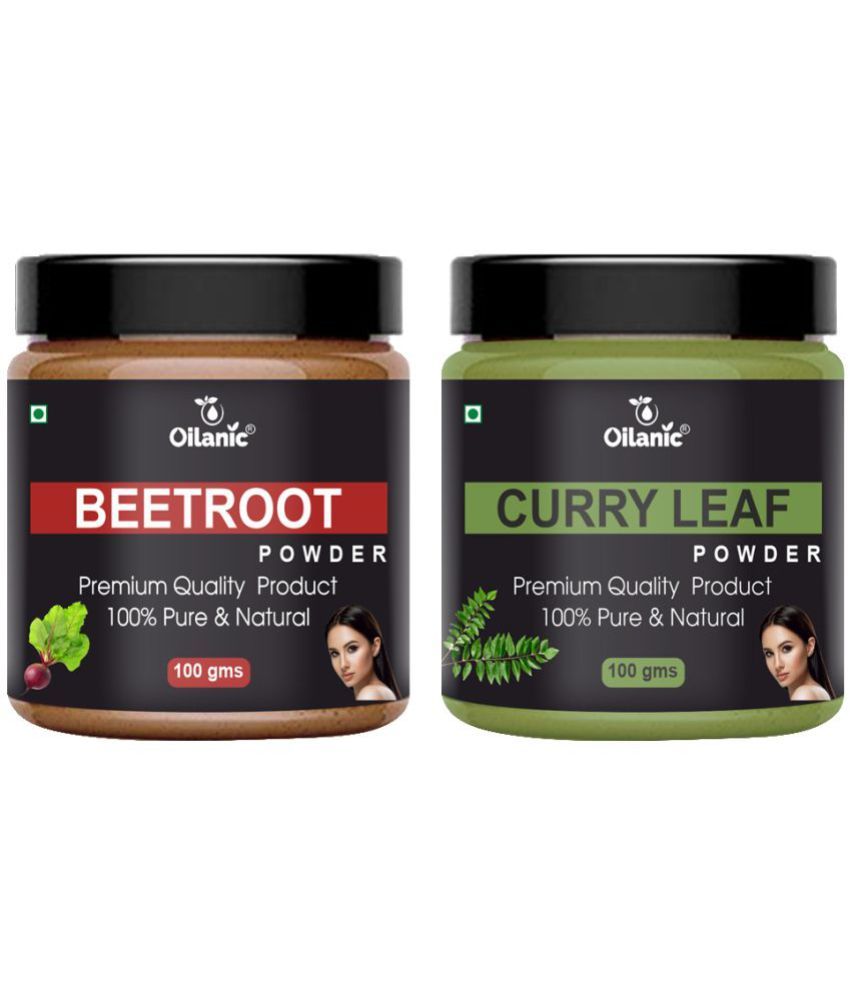     			Oilanic 100% Pure Beetroot Powder & Curry Leaf Powder For Skin Hair Mask 200 g Pack of 2