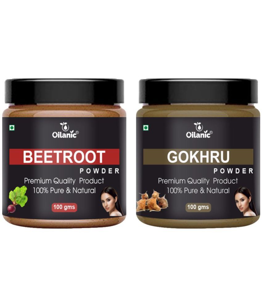     			Oilanic 100% Pure Beetroot Powder & Gokhru Powder For Skin Hair Mask 200 g Pack of 2