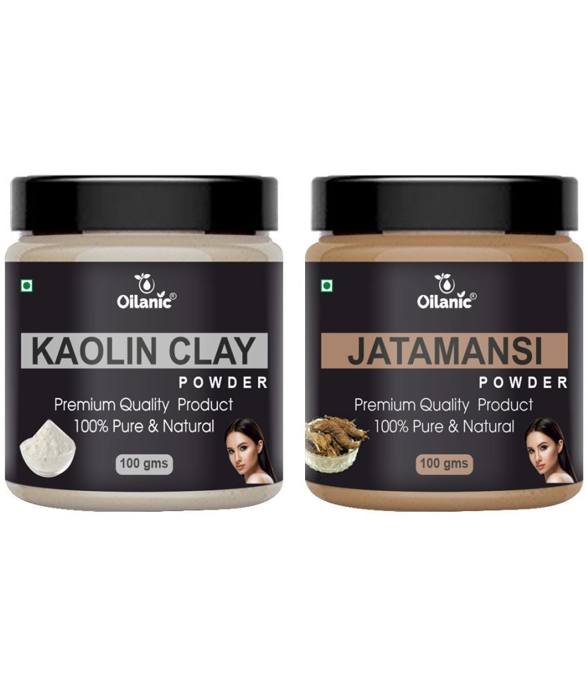     			Oilanic 100% Pure Kaolin Clay Powder & Jatamansi Powder For Skin Hair Mask 200 g Pack of 2