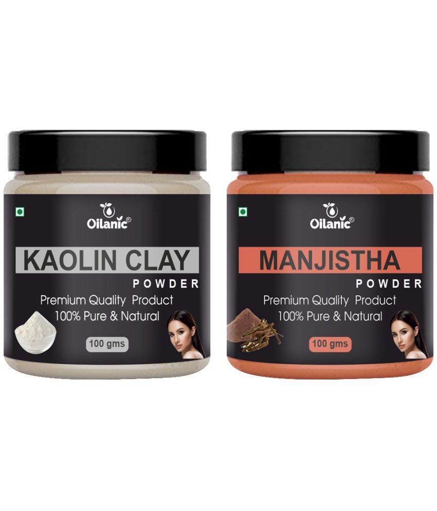     			Oilanic 100% Pure Kaolin Clay Powder & Manjistha Powder For Skin Hair Mask 200 g Pack of 2