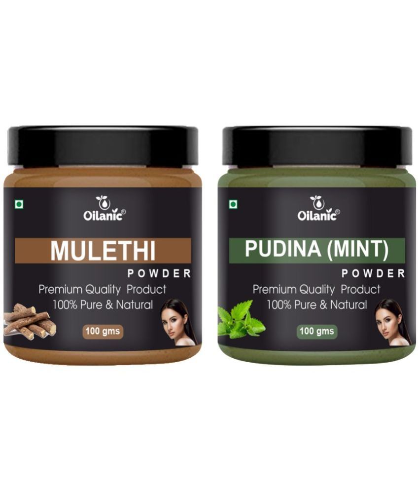     			Oilanic 100% Pure Mulethi Powder & Pudina Powder For Skincare Hair Mask 200 g Pack of 2