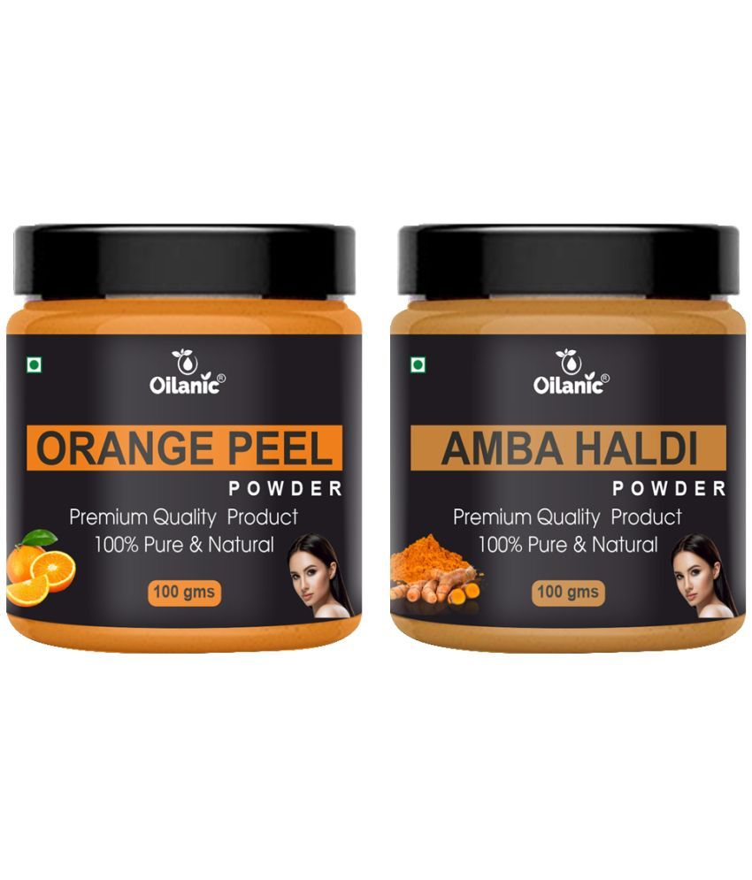     			Oilanic 100% Pure Orange Peel Powder & Amba Haldi Powder For Skin Hair Mask 200 g Pack of 2