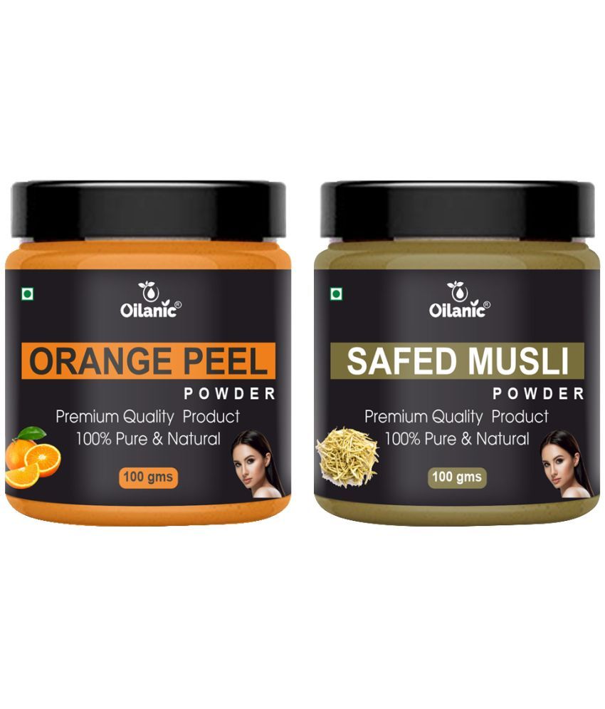     			Oilanic 100% Pure Orange Peel Powder & Safed Musli Powder For Skin Hair Mask 200 g Pack of 2