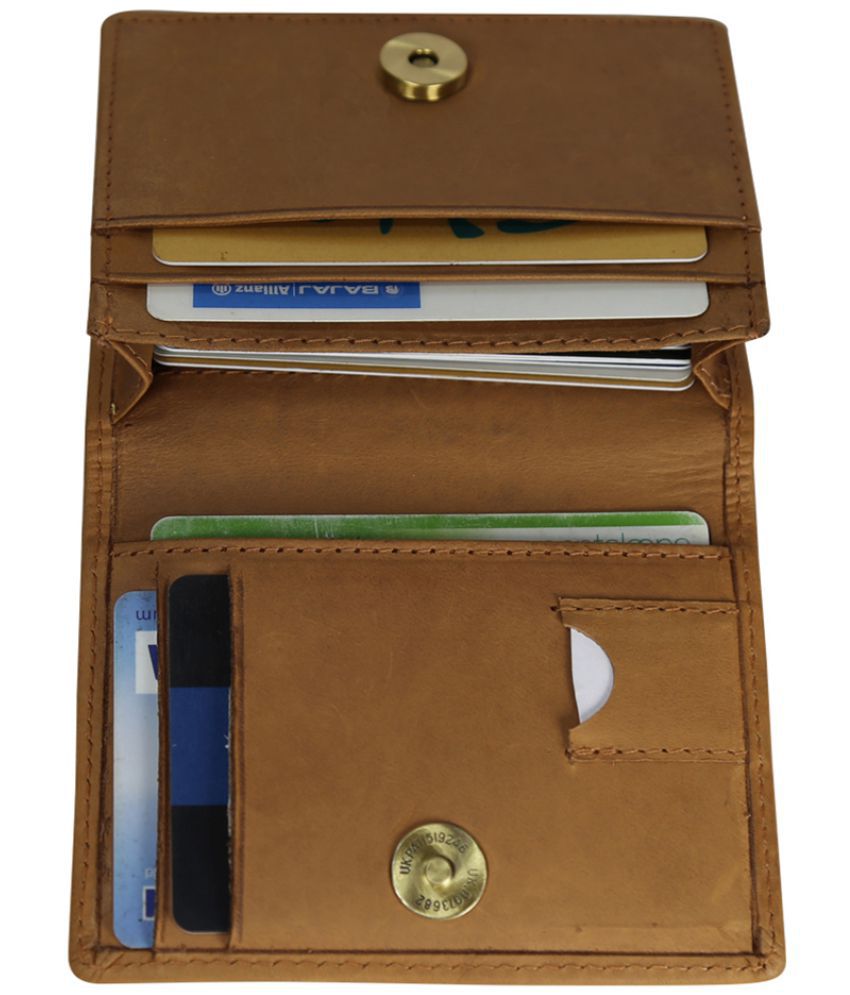     			Style 98 Tan Leather RFID Protected 5 Slot Card Holder For Men & Women