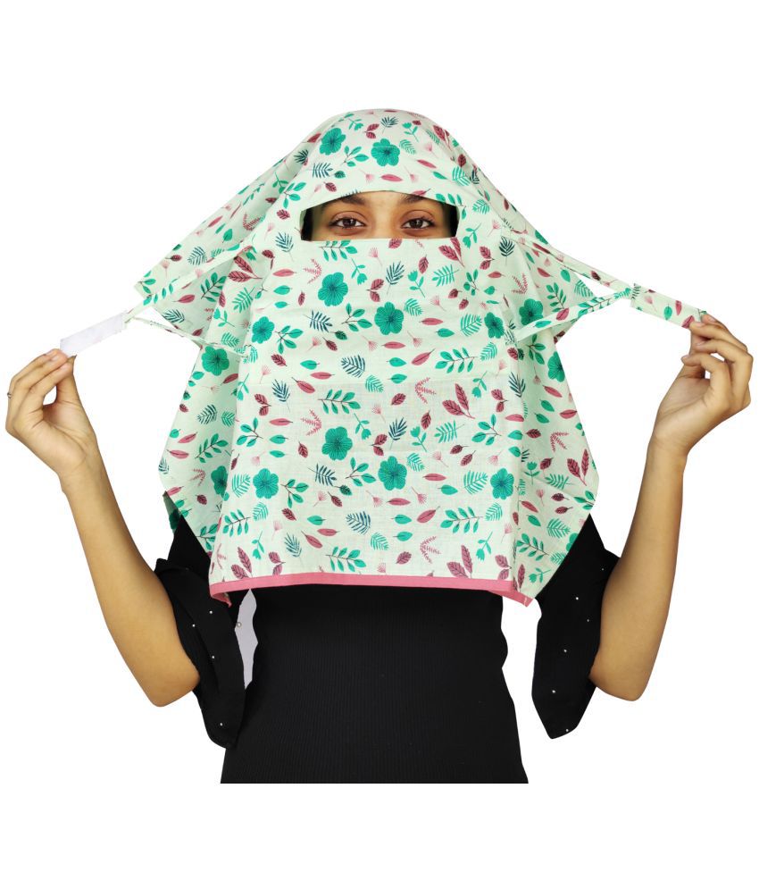     			Switchon Green Floral Cotton Scarves ( Pack of 1 )