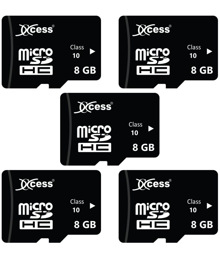 Xccess Premium Combo 8GB Memory Card,8GB micro SD Card,Class 10,High Speed for Smartphones, Tablets and Other Micro Slot with Data Transfer (Pack of 5)