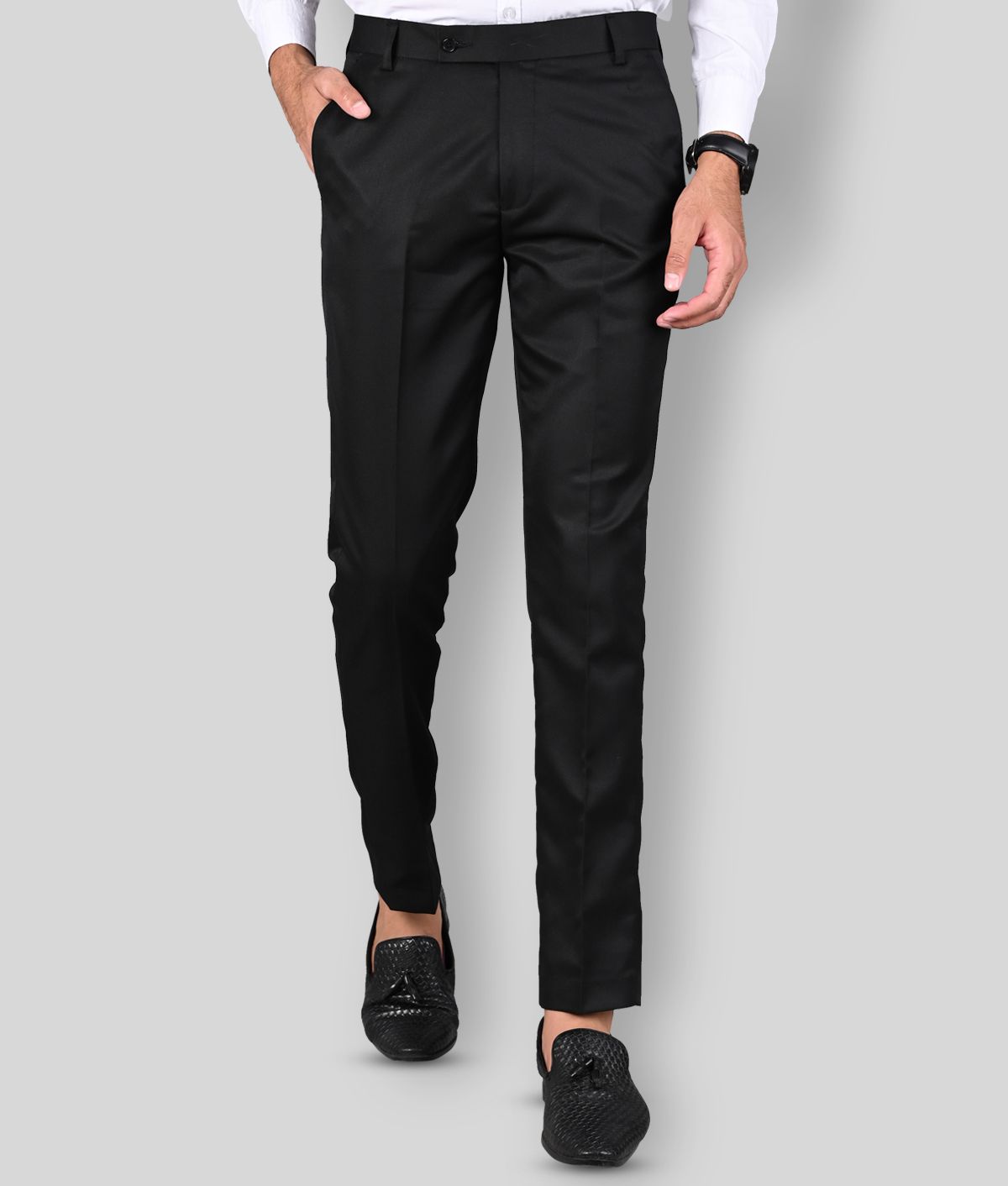 black smart trousers slim fit