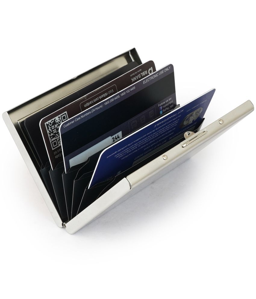     			Red Metal Credit/ Debit Card Holder  RFID Security Slim Case 6 Card Holder