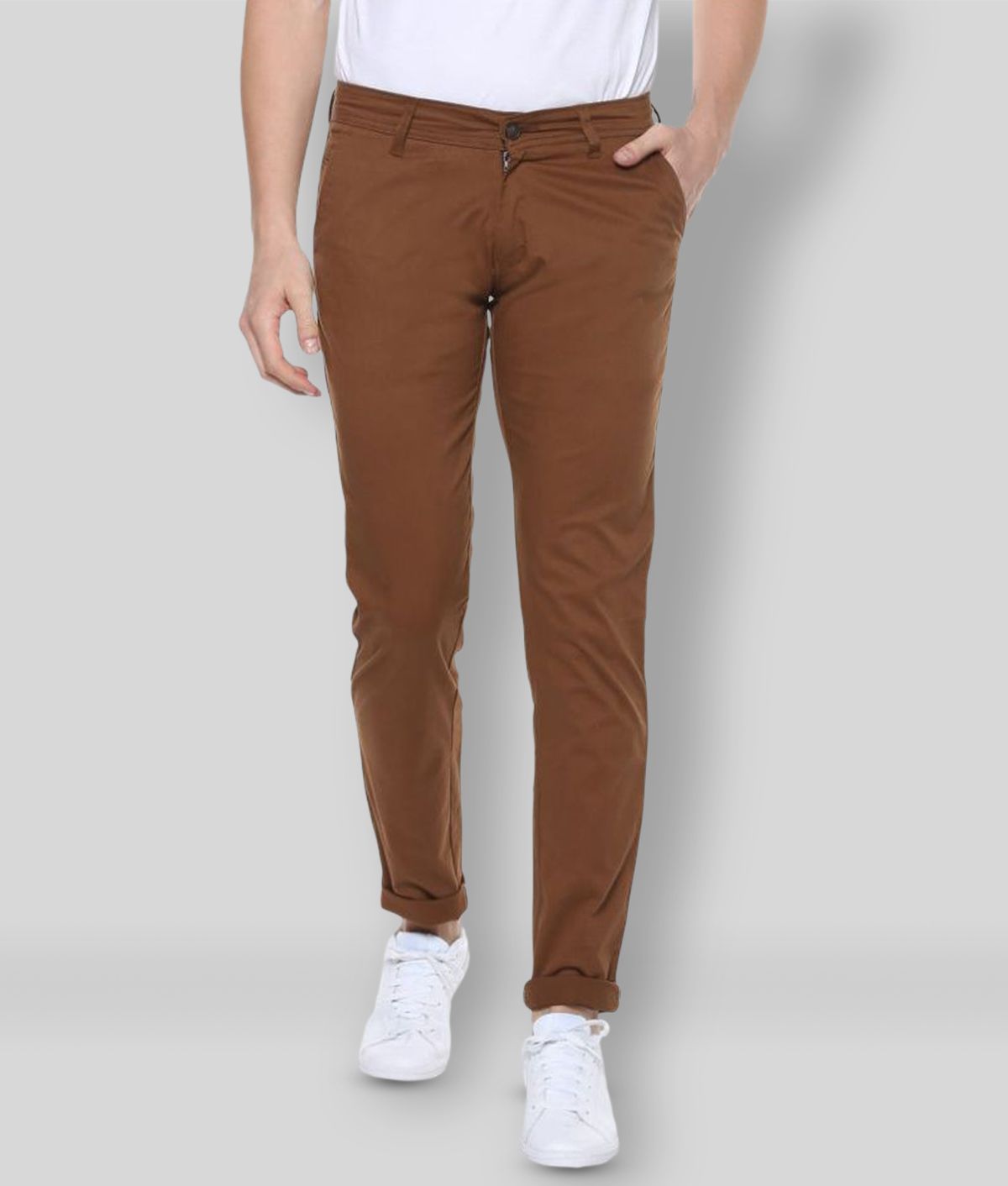     			Urbano Fashion - Brown Cotton Slim Fit Men's Chinos (Pack of 1)