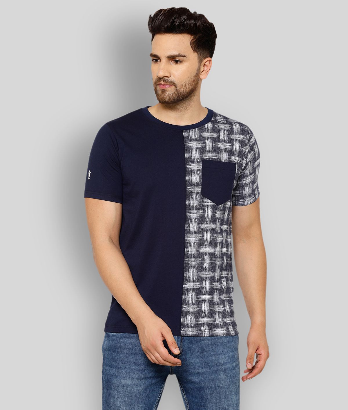     			EPPE - Navy Blue Cotton Regular Fit Men's T-Shirt ( Pack of 1 )