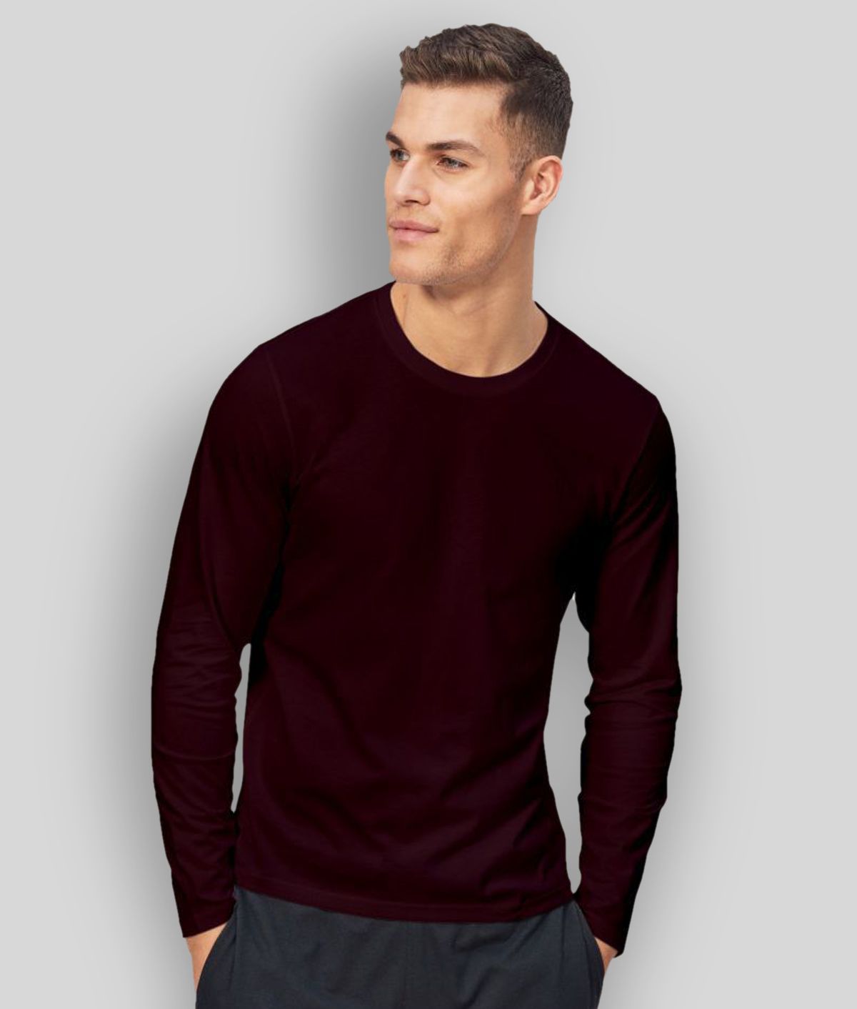     			ESPARTO - Wine Cotton Regular Fit Men's T-Shirt ( Pack of 1 )