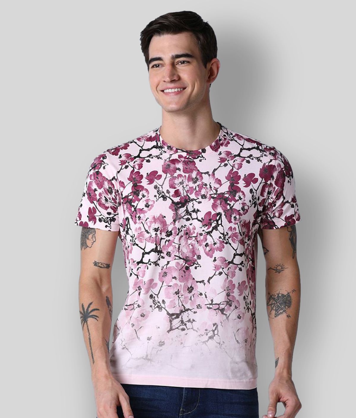     			Huetrap - Pink Cotton Regular Fit Men's T-Shirt ( Pack of 1 )