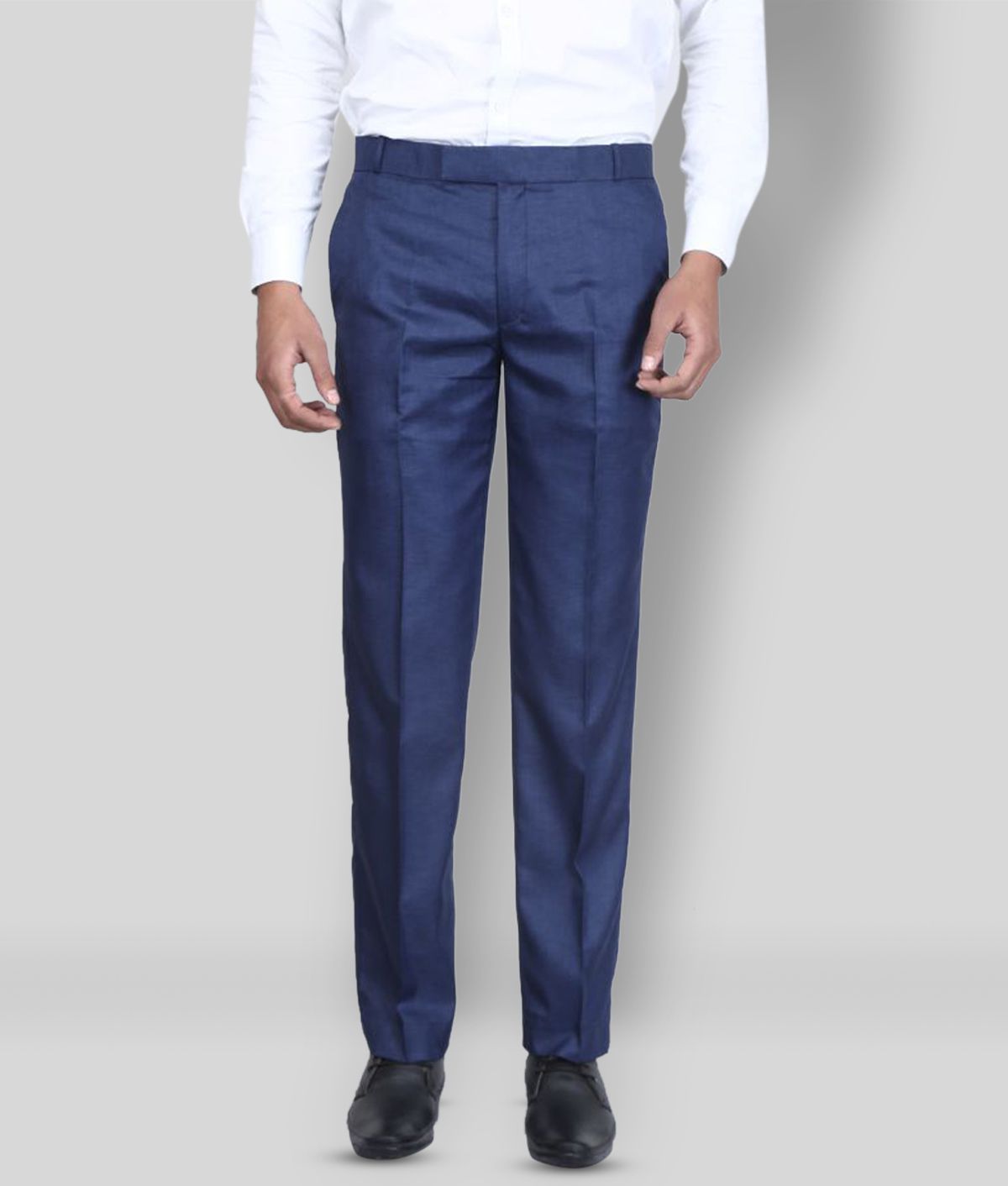 K.S.BRAND - Blue Polycotton Regular - Fit Men's Formal Pants ( Pack of 1 )