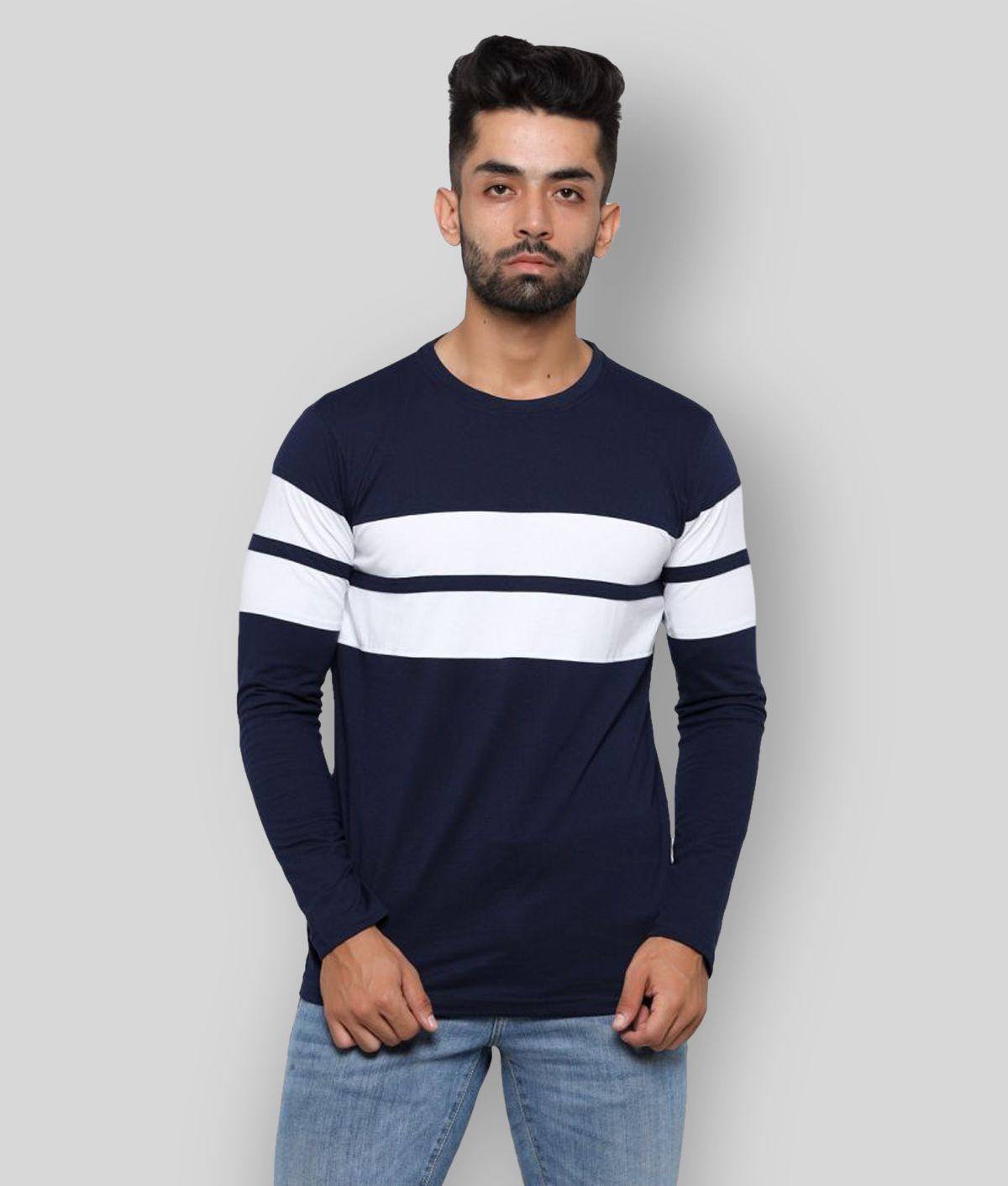MADTEE - Navy Blue Cotton Blend Regular Fit Men's T-Shirt ( Pack of 1 )