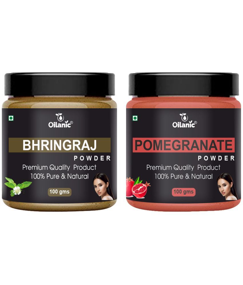     			Oilanic 100% Pure Bhringraj Powder & Pomegranate Powder For Skin Hair Mask 200 g Pack of 2