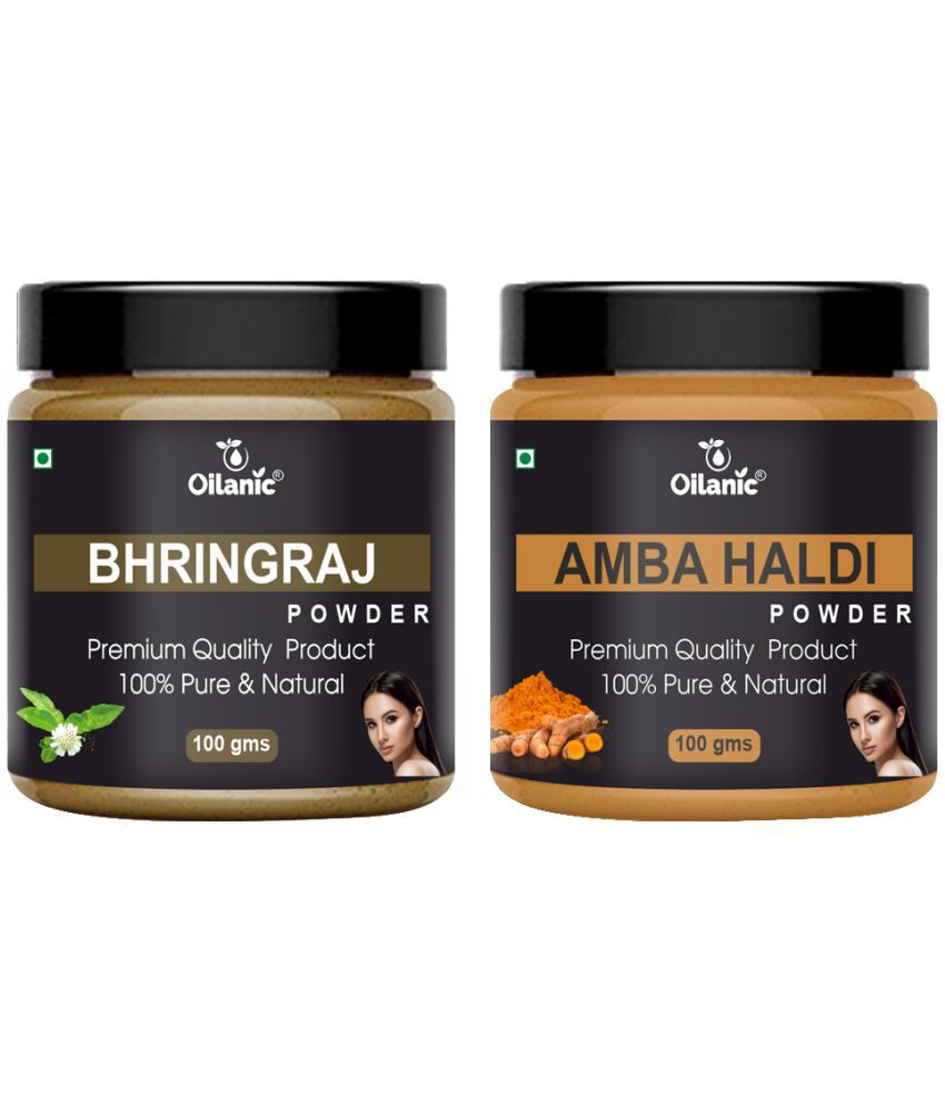     			Oilanic 100% Pure Bhringraj Powder & Amba Haldi Powder For Skin Hair Mask 200 g Pack of 2