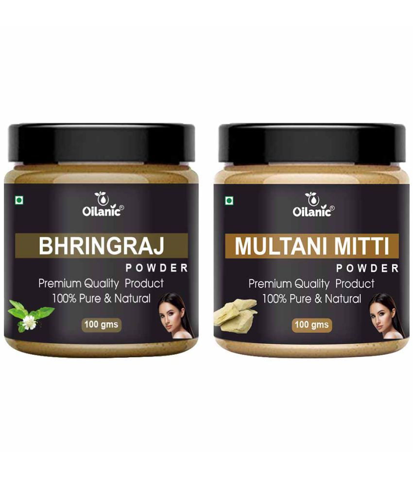     			Oilanic 100% Pure Bhringraj Powder & Multani Mitti Powder-Skin Hair Mask 200 g Pack of 2