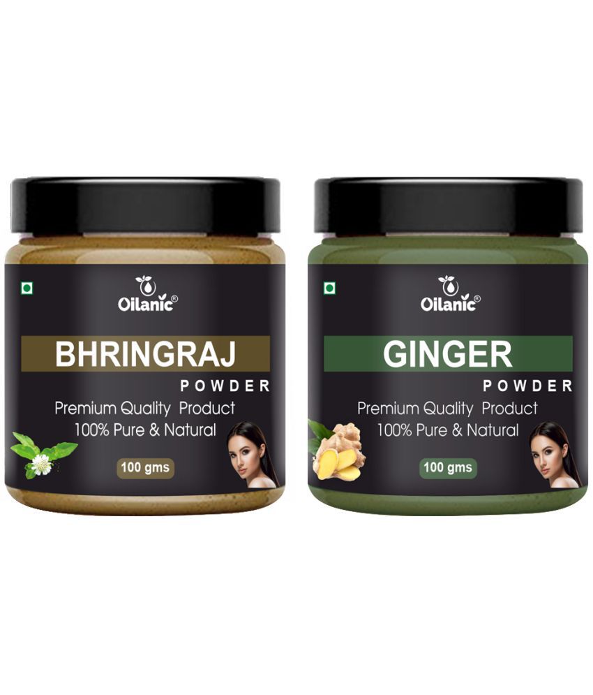     			Oilanic 100% Pure Bhringraj Powder & Ginger Powder For Skincare Hair Mask 200 g Pack of 2
