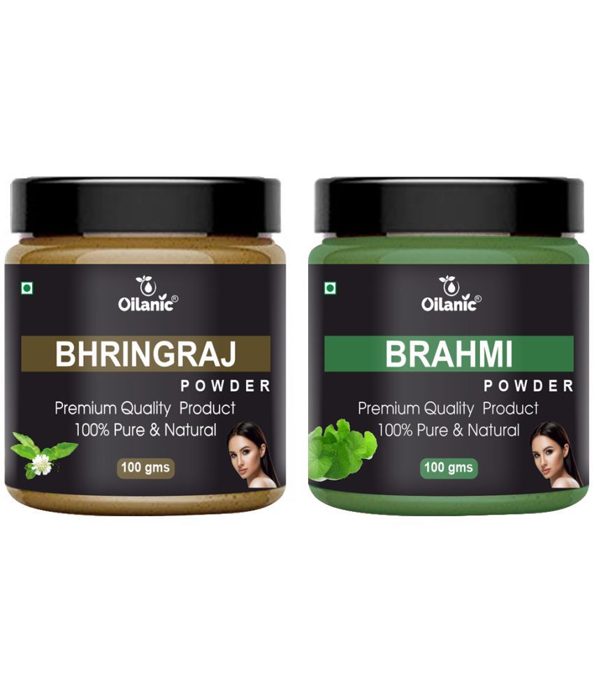     			Oilanic 100% Pure Bhringraj Powder & Brahmi Powder For Skincare Hair Mask 200 g Pack of 2