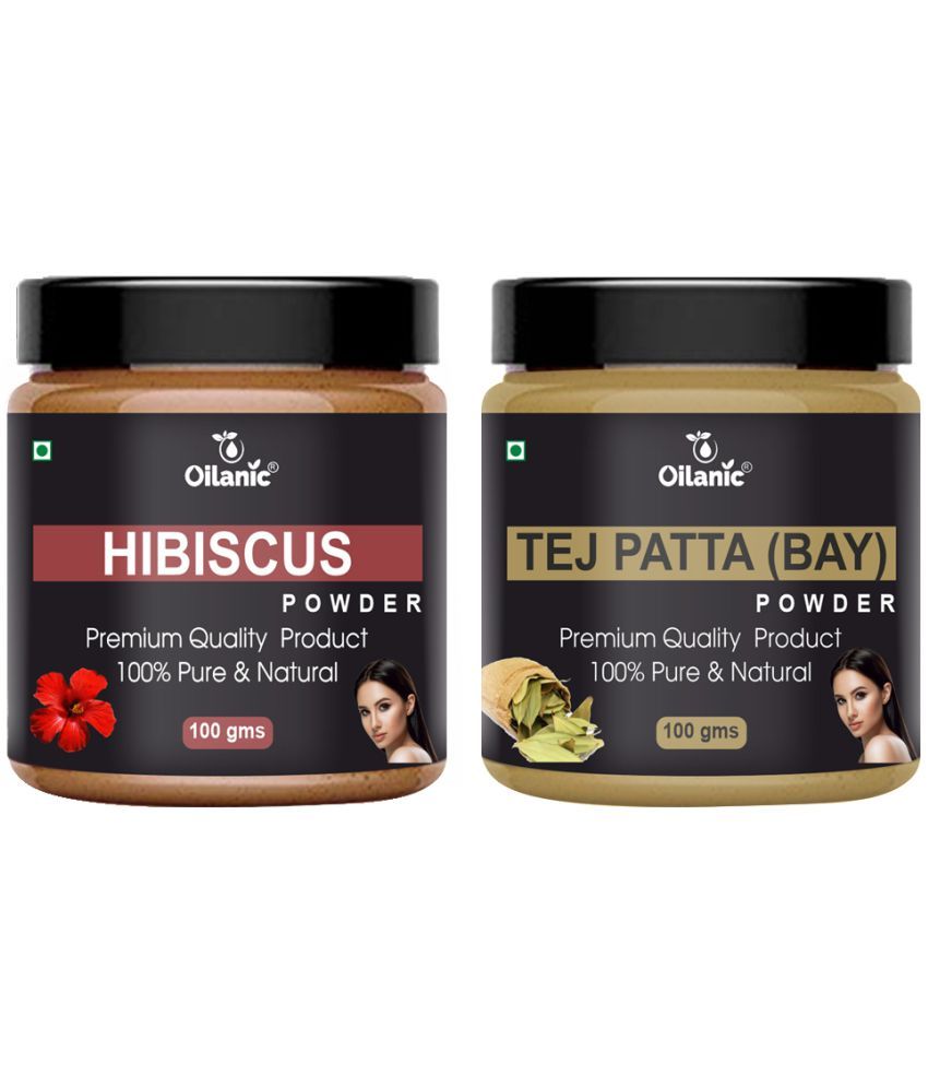     			Oilanic 100% Pure Hibiscus Powder & Tej Patta Powder-Skincare Hair Mask 200 g Pack of 2