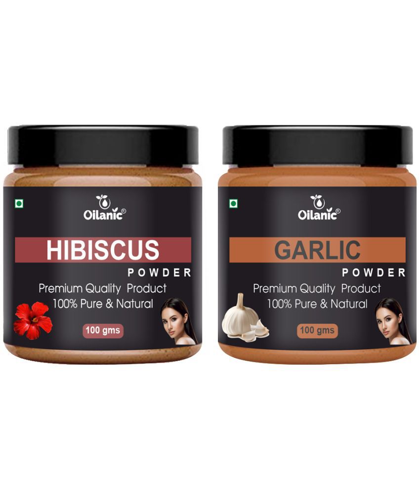     			Oilanic 100% Pure Hibiscus Powder & Garlic Powder For Skincare Hair Mask 200 g Pack of 2