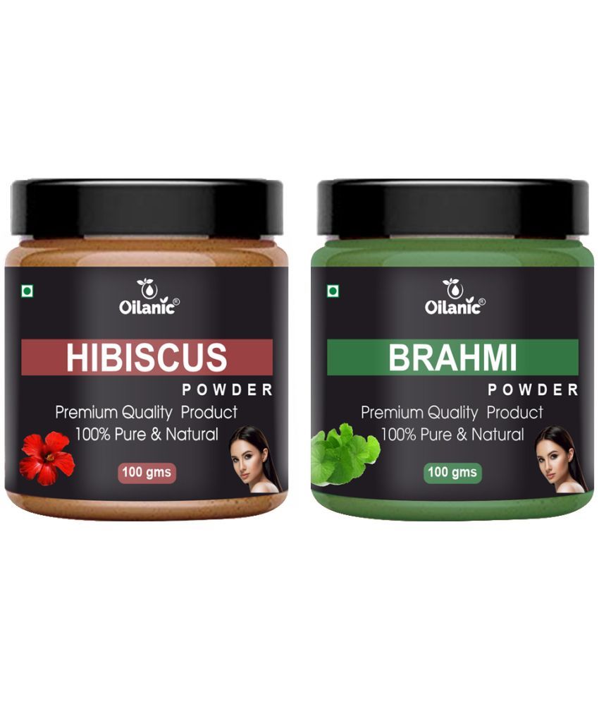     			Oilanic 100% Pure Hibiscus Powder & Brahmi Powder For Skincare Hair Mask 200 g Pack of 2