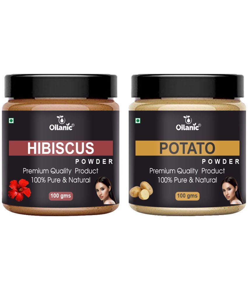     			Oilanic 100% Pure Hibiscus Powder & Potato Powder For Skincare Hair Mask 200 g Pack of 2