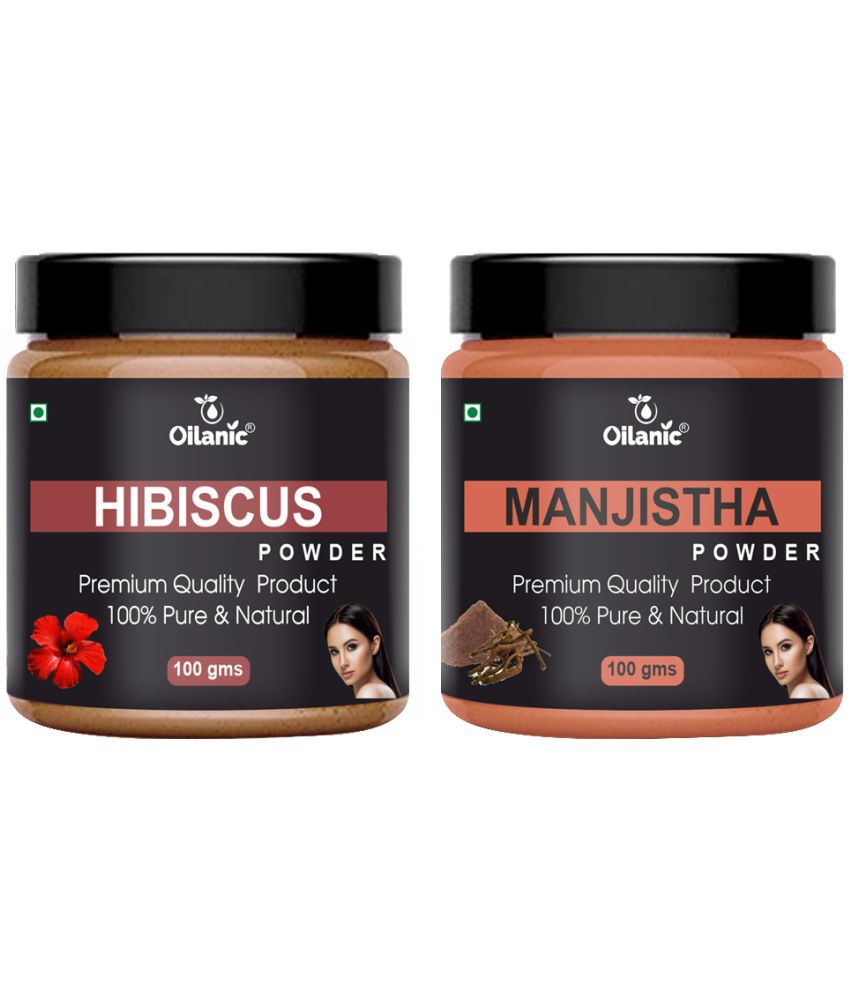     			Oilanic 100% Pure Hibiscus Powder & Manjistha Powder For Skin Hair Mask 200 g Pack of 2