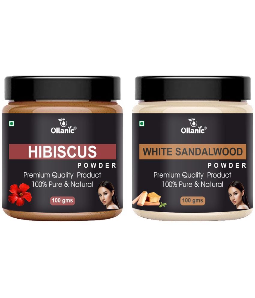     			Oilanic 100% Pure Hibiscus Powder & White Sandalwood Powder-Skin Hair Mask 200 g Pack of 2