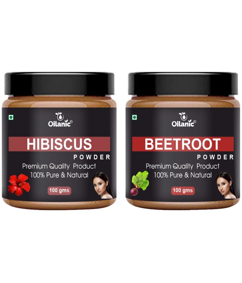     			Oilanic 100% Pure Hibiscus Powder & Beetroot Powder For Skincare Hair Mask 200 g Pack of 2