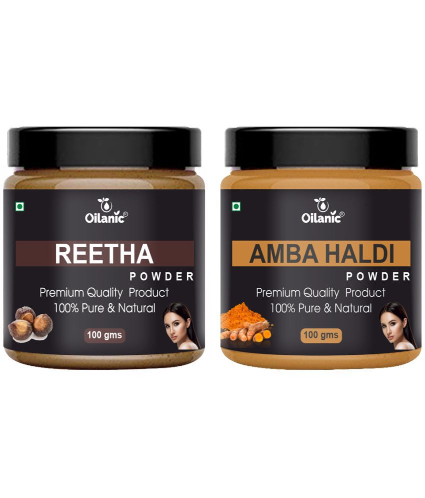     			Oilanic 100% Pure Reetha Powder & Amba Haldi Powder For Skin Hair Mask 200 g Pack of 2