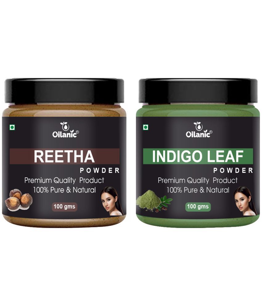     			Oilanic 100% Pure Reetha Powder & Indigo Leaf Powder For Skin Hair Mask 200 g Pack of 2