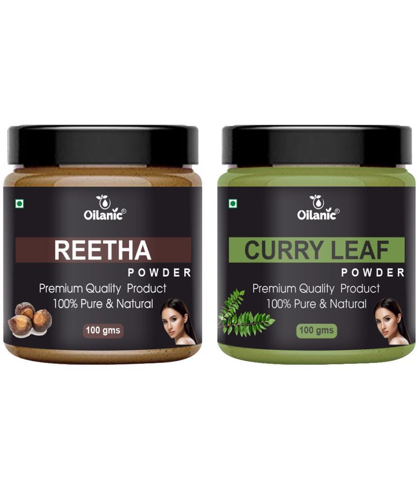     			Oilanic 100% Pure Reetha Powder & Curry Leaf Powder For Skin Hair Mask 200 g Pack of 2