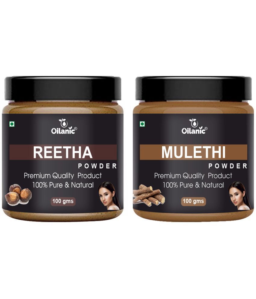     			Oilanic 100% Pure Reetha Powder & Mulethi Powder For Skincare Hair Mask 200 g Pack of 2