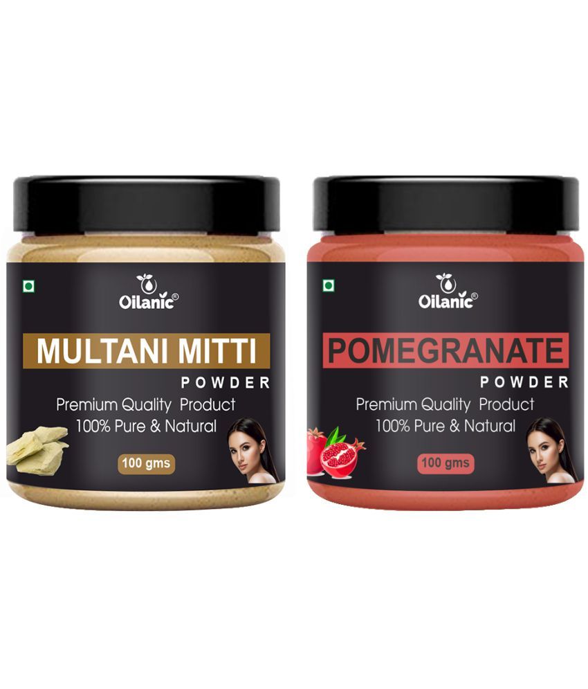     			Oilanic Pure Multani Mitti Powder & Pomegranate Powder For Skin Hair Mask 200 g Pack of 2